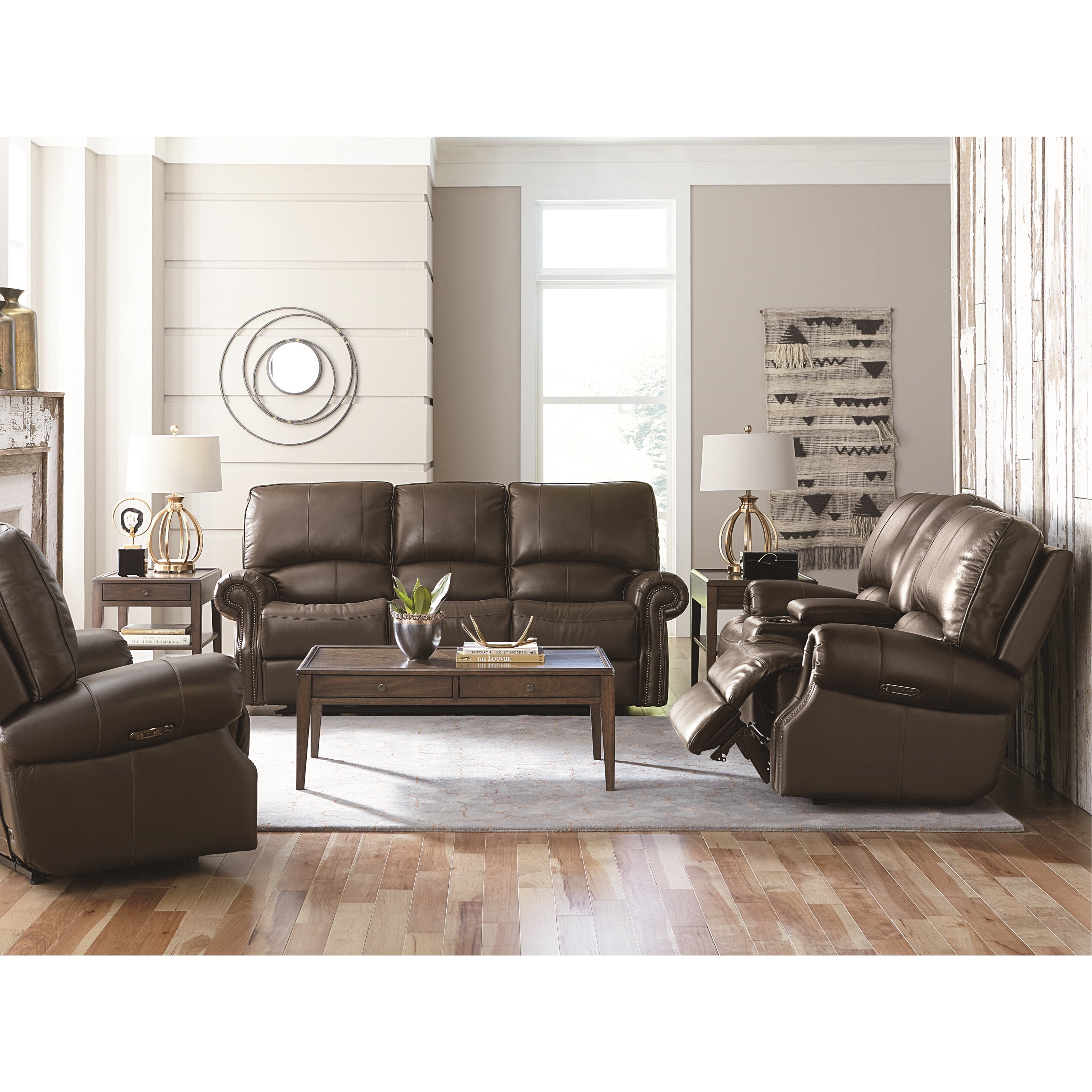 Bassett Prescott Transitional Power Motion Loveseat with USB Charging